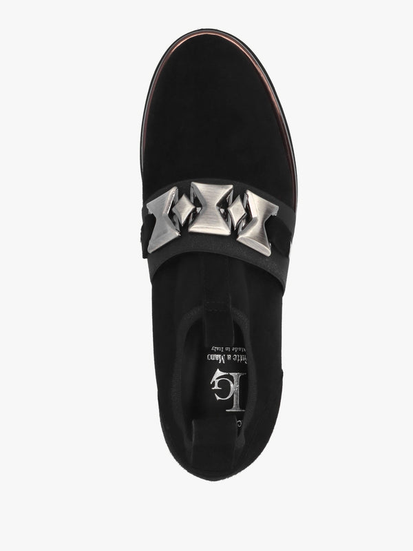 Black Suede Adorned Trouser Shoes