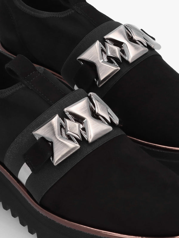 Black Suede Adorned Trouser Shoes