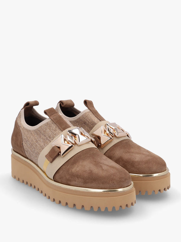 Taupe Suede Adorned Trouser Shoes