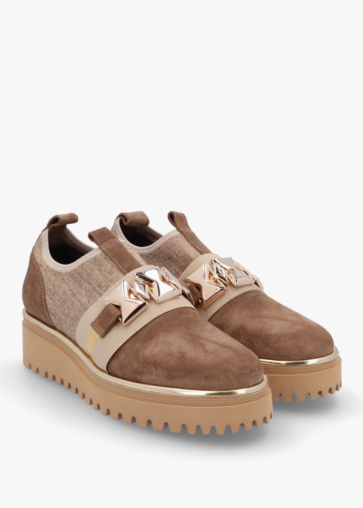 Taupe Suede Adorned Trouser Shoes