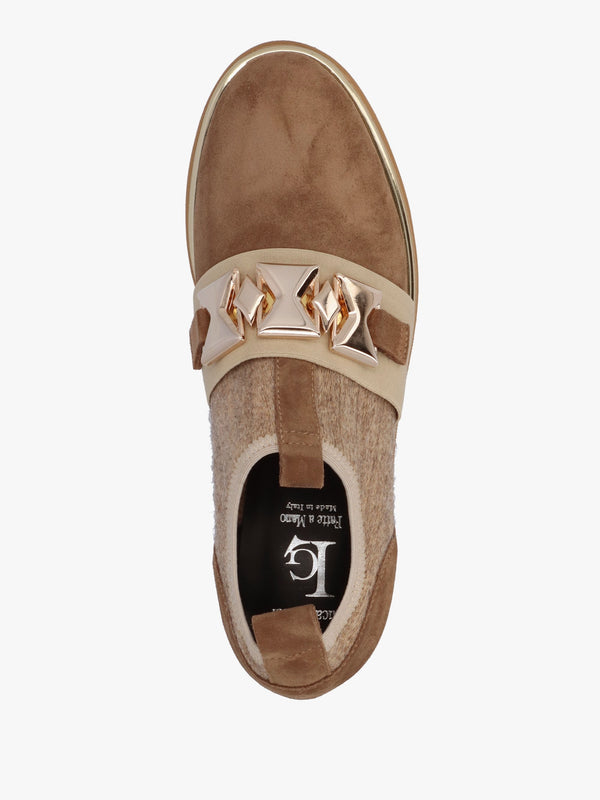 Taupe Suede Adorned Trouser Shoes