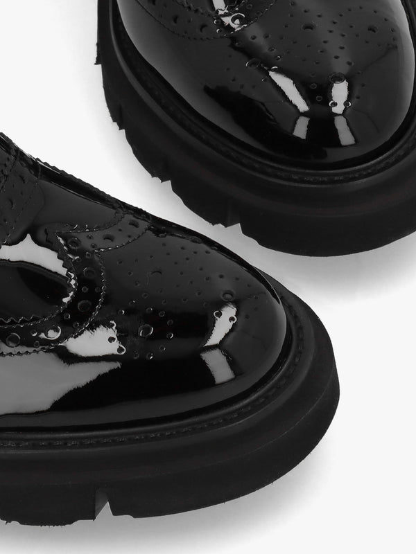 Black Patent Brogue Trouser Shoes