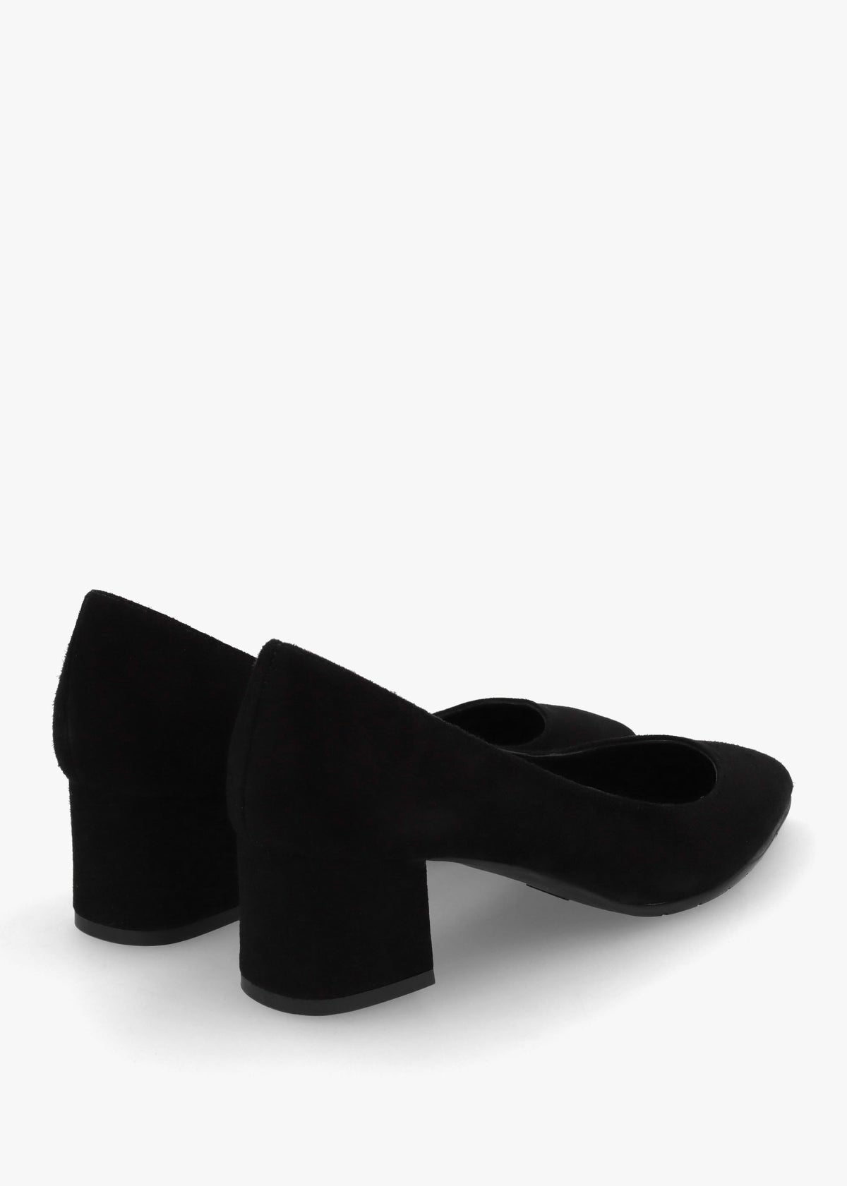 Black Suede Pointed Toe Block Heel Court Shoes
