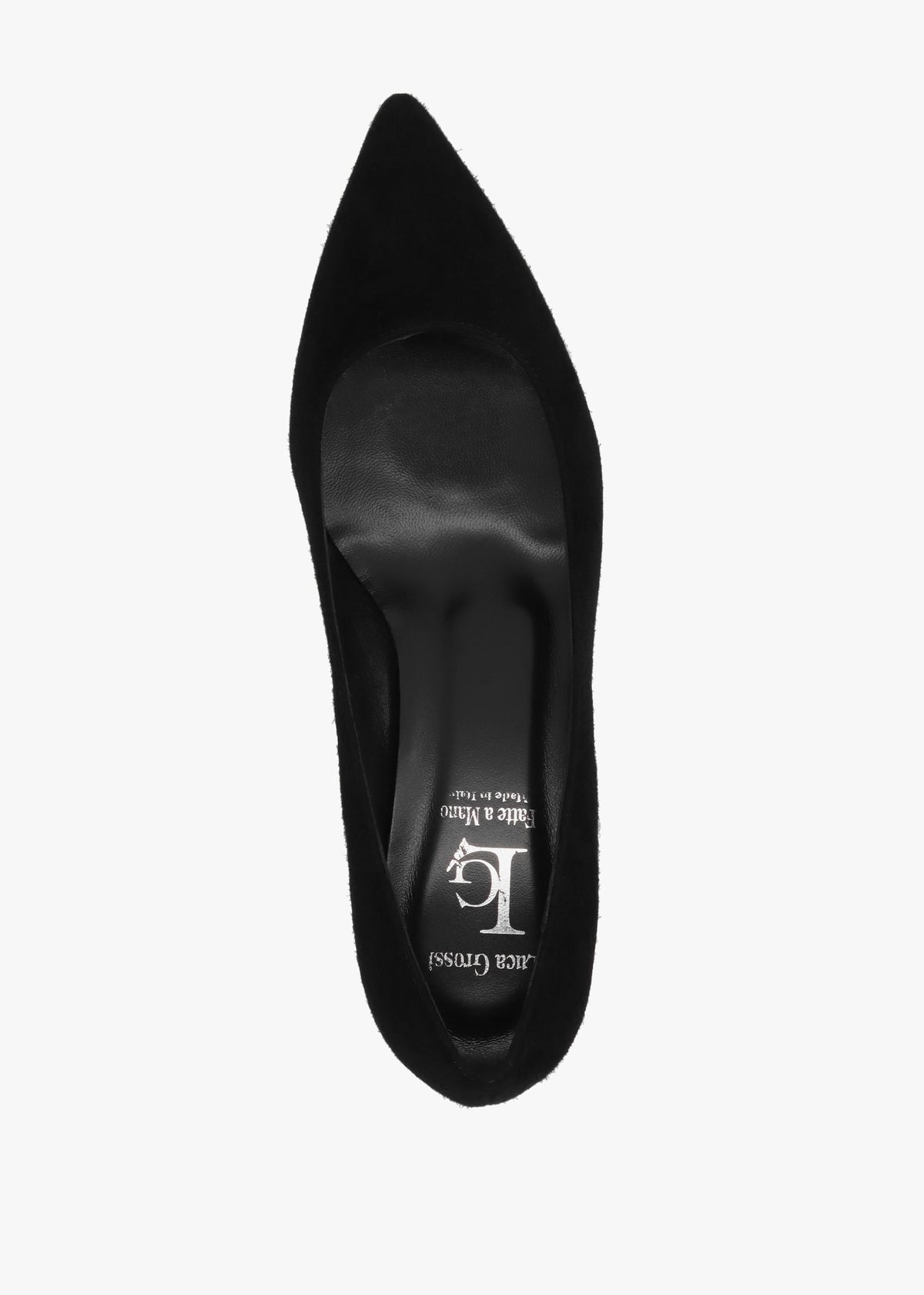 Black Suede Pointed Toe Block Heel Court Shoes