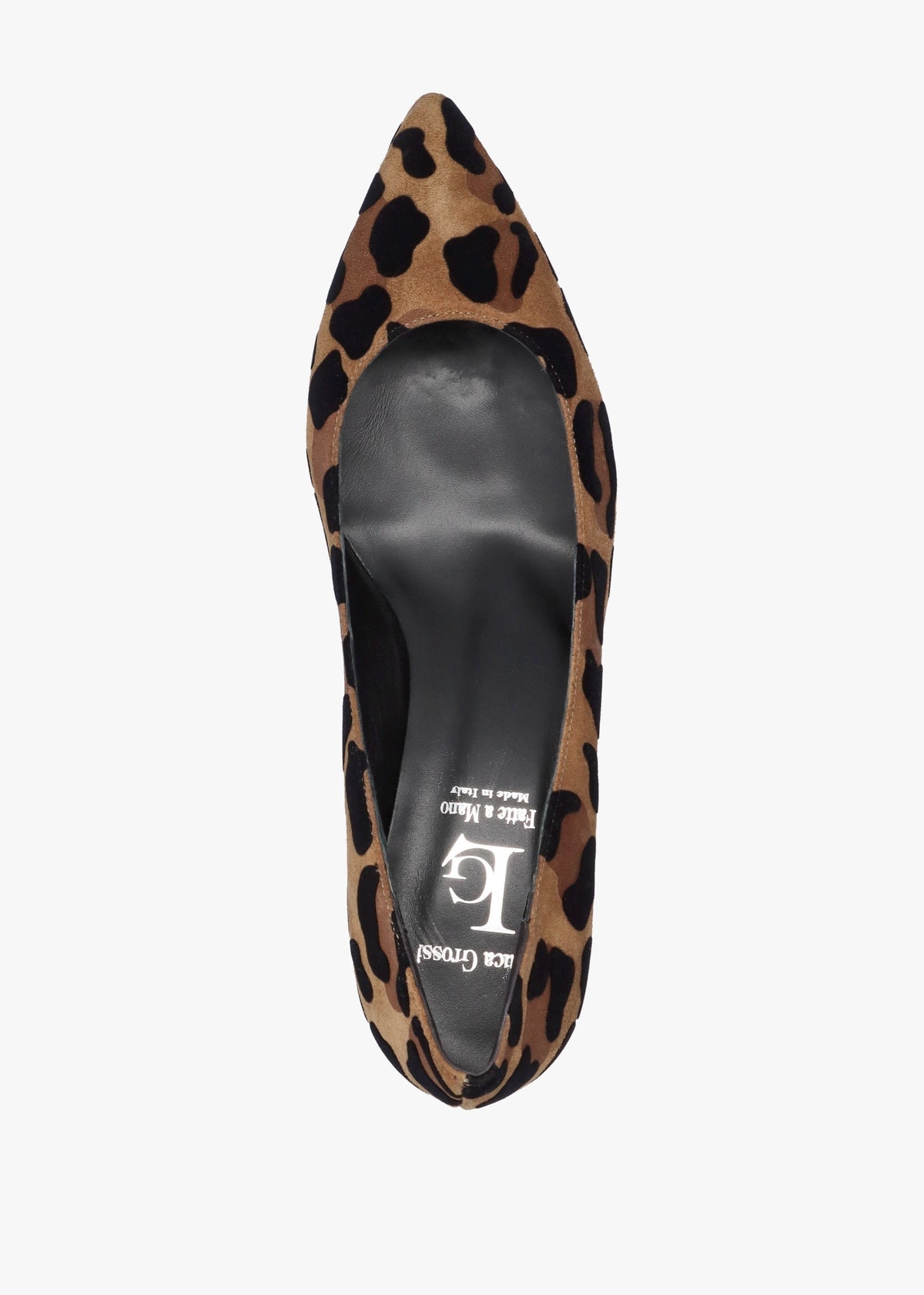 Leopard Suede Pointed Toe Block Heel Court Shoes