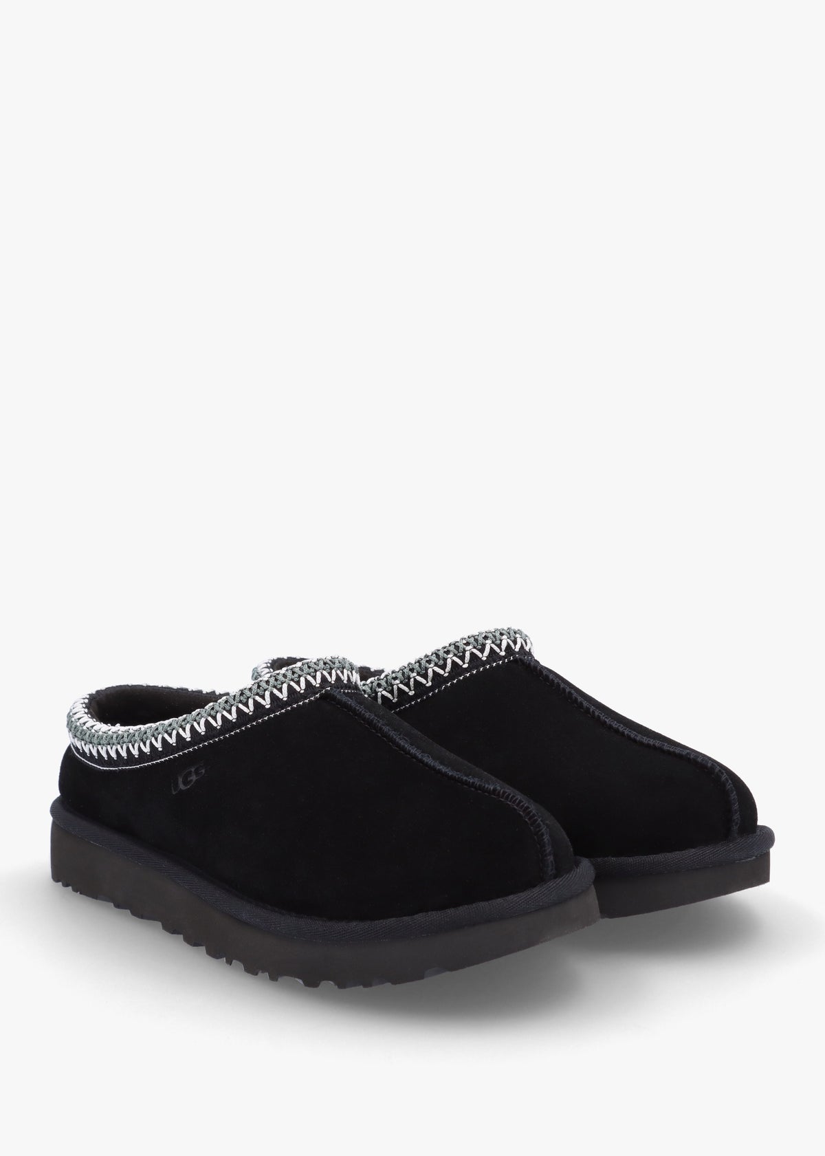 Tasman Black Sheepskin Embroidery Trim Mules