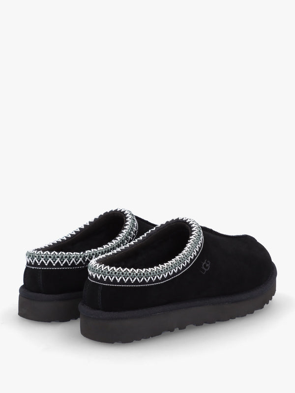 Tasman Black Sheepskin Embroidery Trim Mules