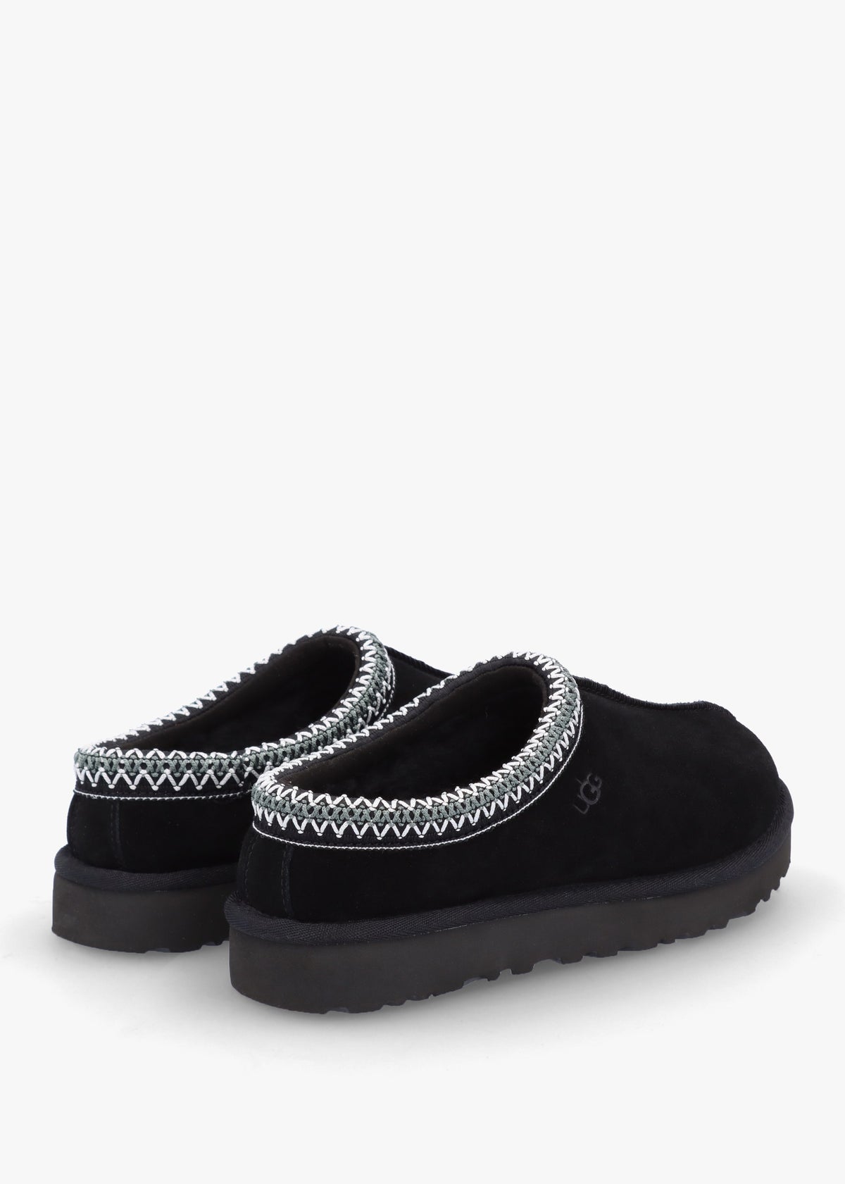 Tasman Black Sheepskin Embroidery Trim Mules