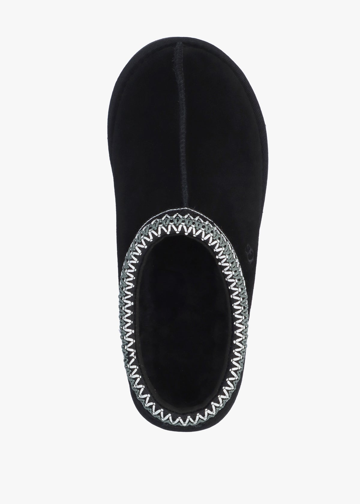 Tasman Black Sheepskin Embroidery Trim Mules
