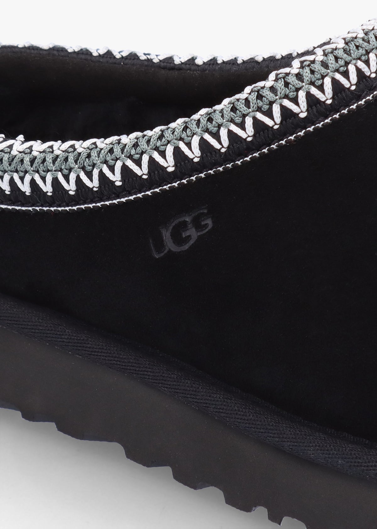 Tasman Black Sheepskin Embroidery Trim Mules