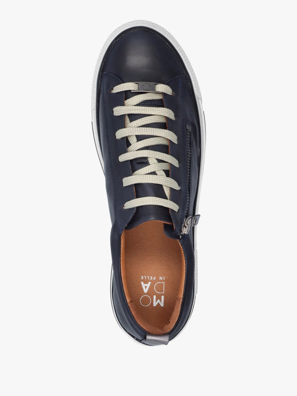 Filician Navy Leather Side Zip Trainers