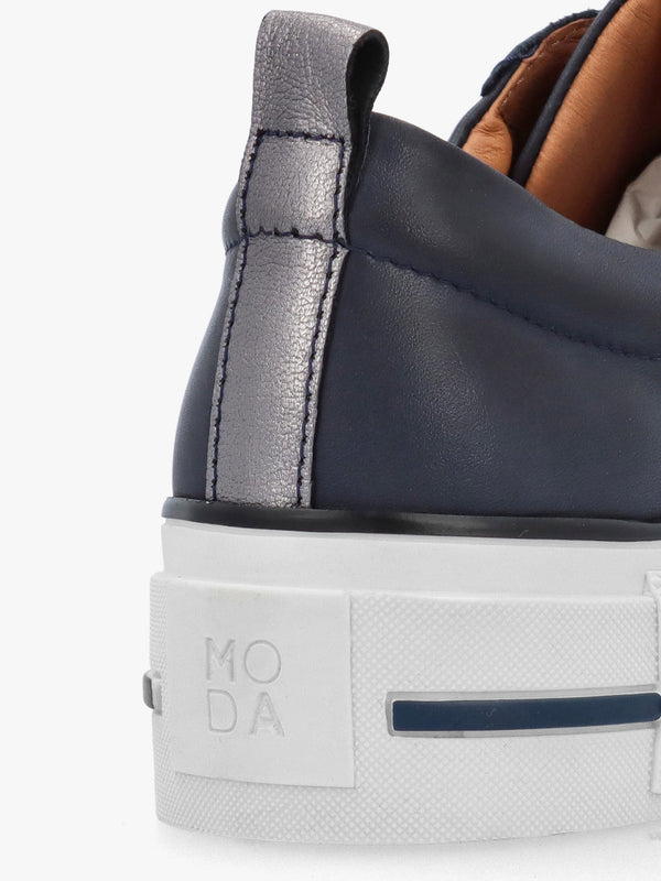Filician Navy Leather Side Zip Trainers