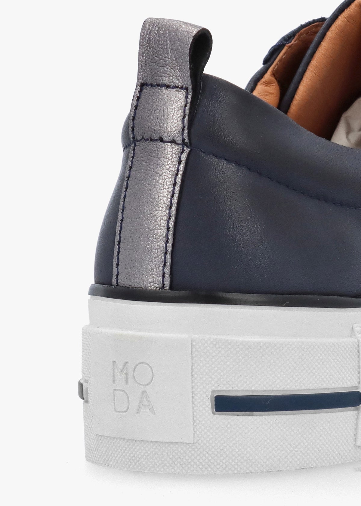 Filician Navy Leather Side Zip Trainers