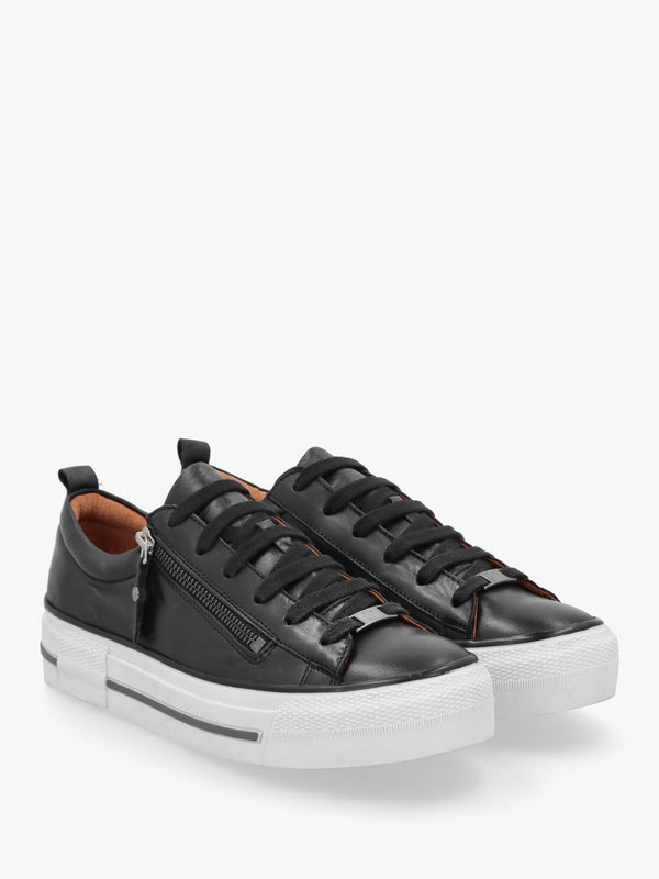 Filician Black Leather Side Zip Trainers