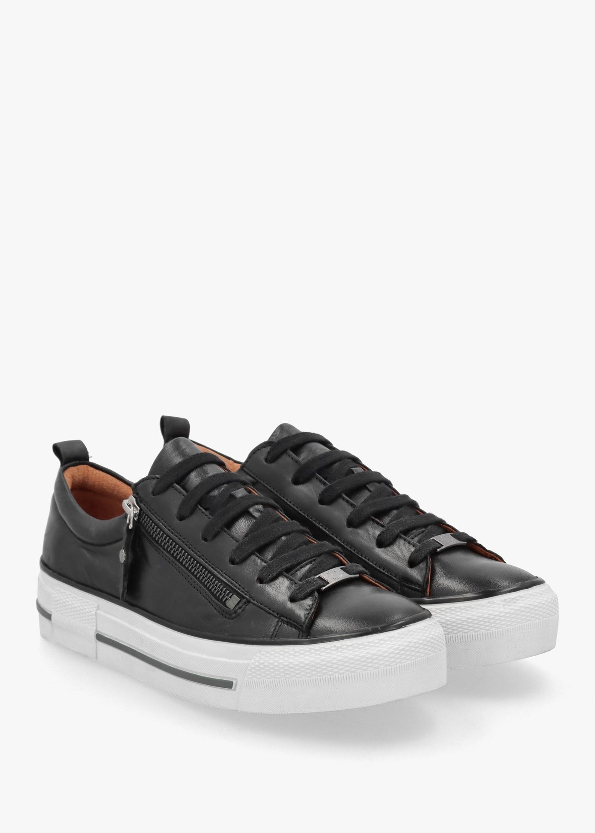 Filician Black Leather Side Zip Trainers