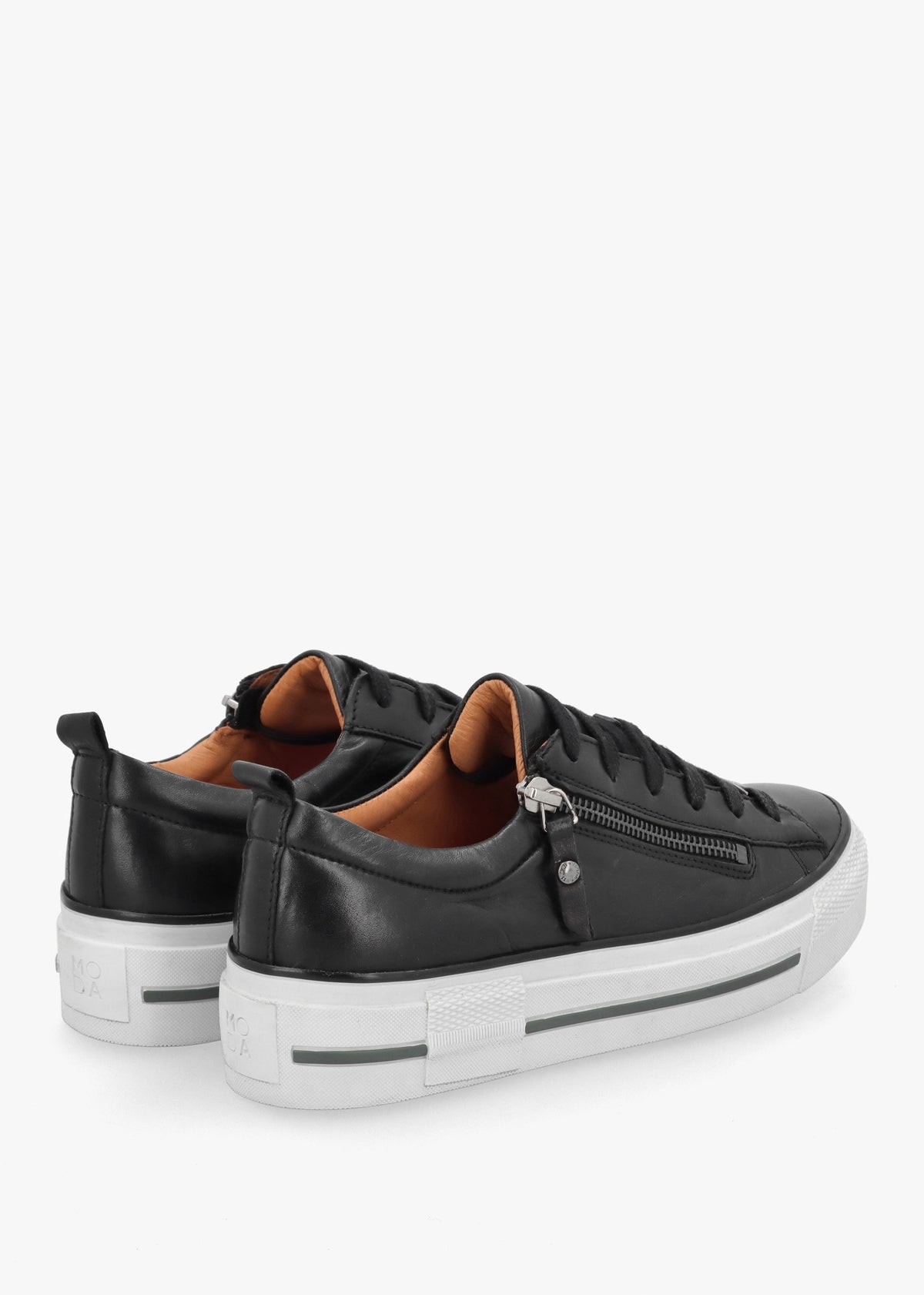 Filician Black Leather Side Zip Trainers