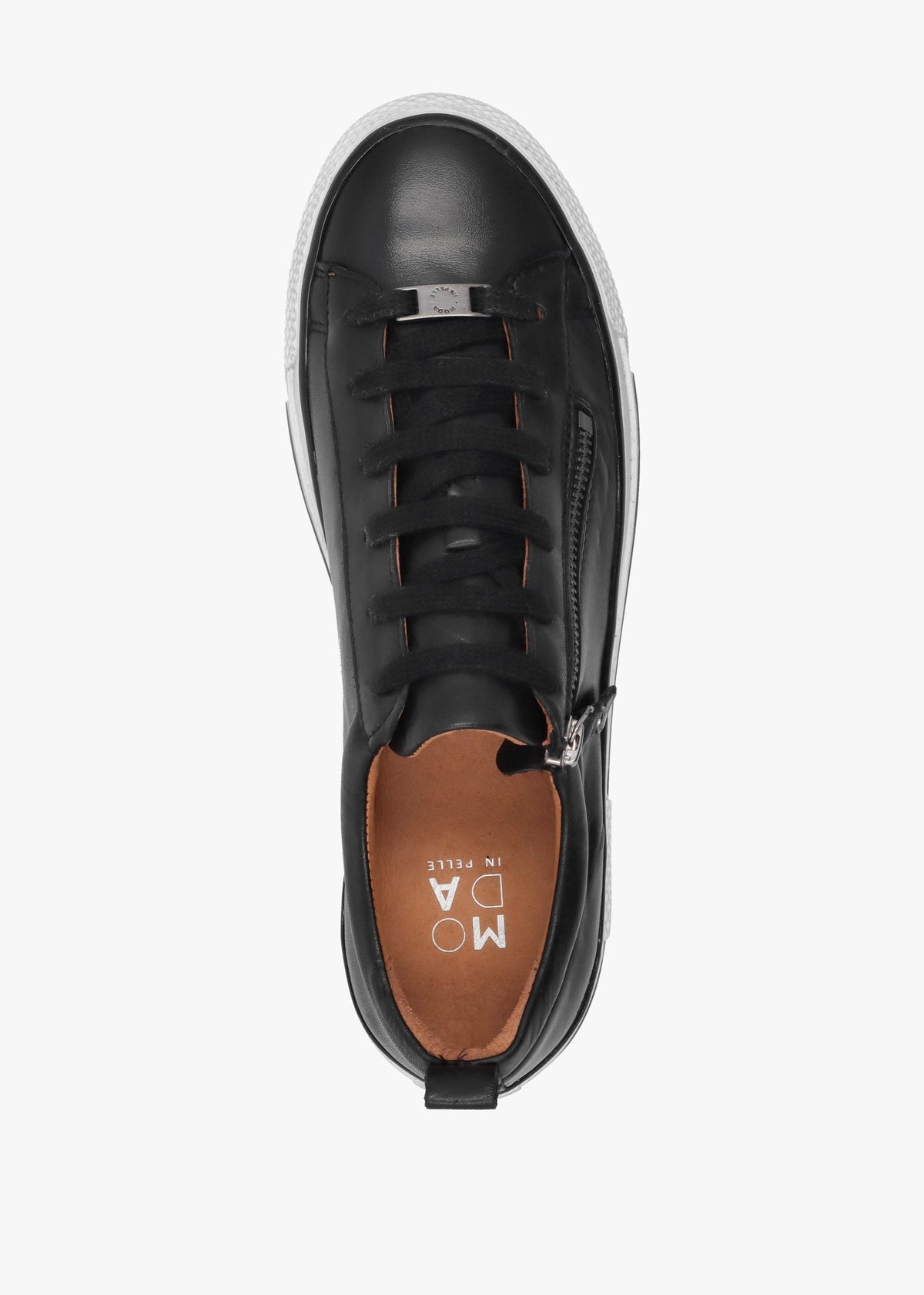 Filician Black Leather Side Zip Trainers