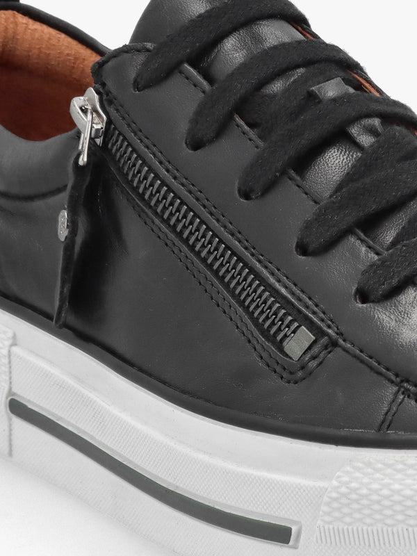 Filician Black Leather Side Zip Trainers