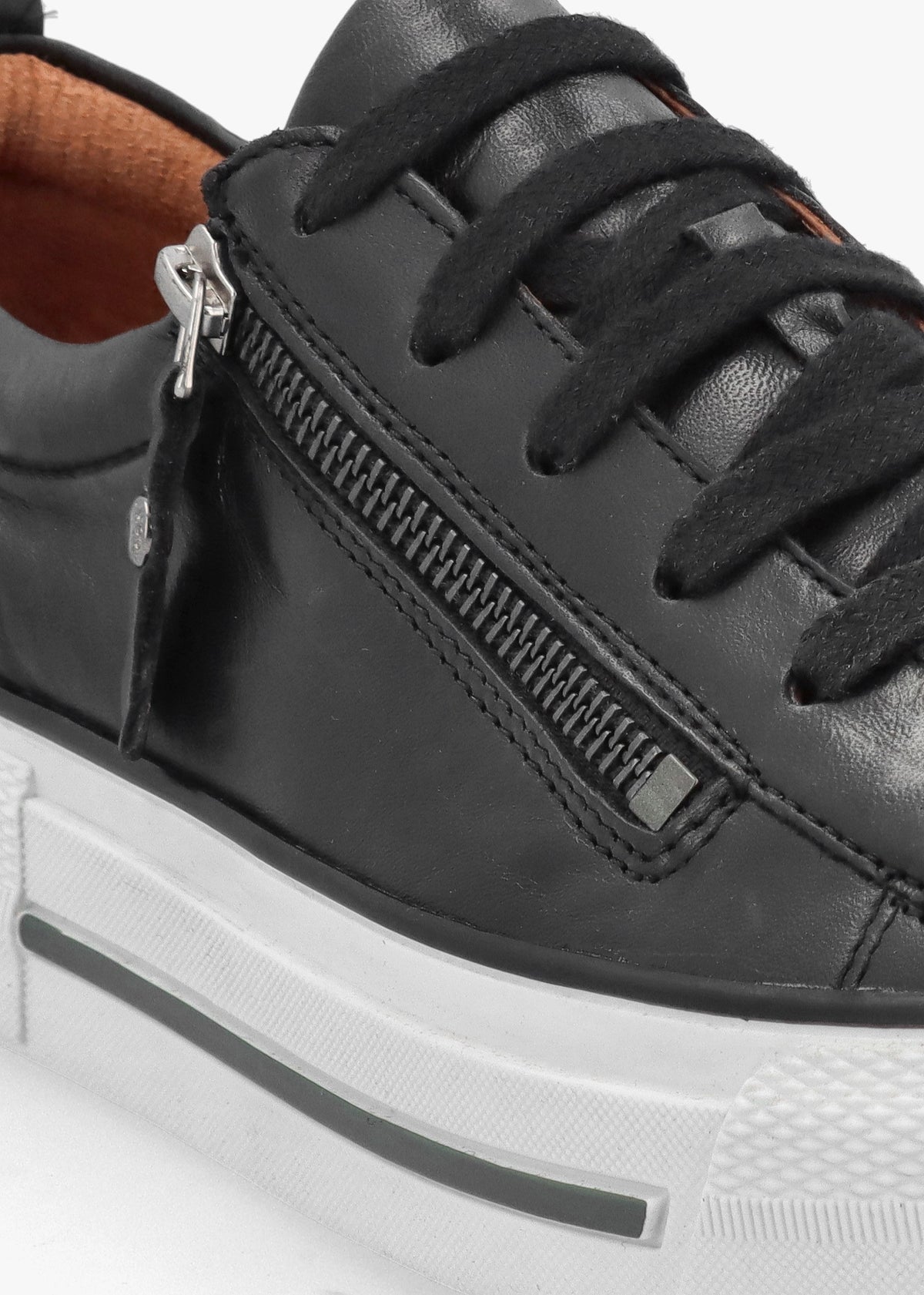 Filician Black Leather Side Zip Trainers