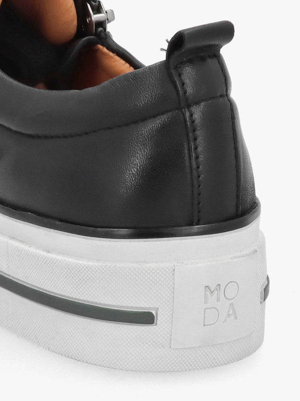 Filician Black Leather Side Zip Trainers