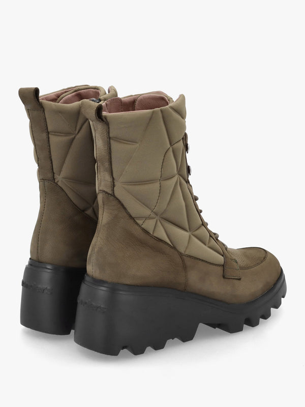 Toronto Khaki Suede & Nylon Wedge Ankle Boots