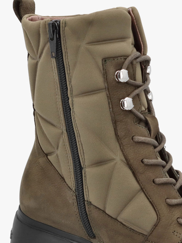 Toronto Khaki Suede & Nylon Wedge Ankle Boots