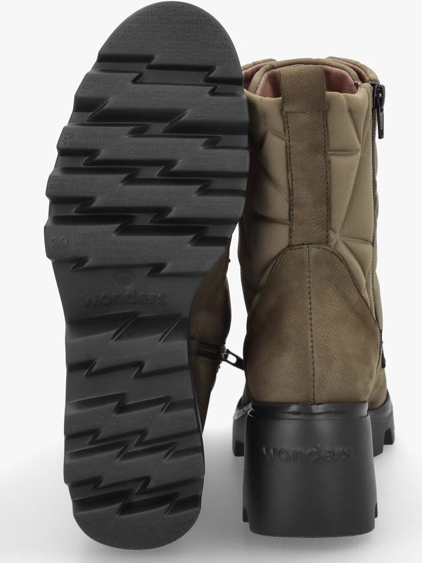 Toronto Khaki Suede & Nylon Wedge Ankle Boots