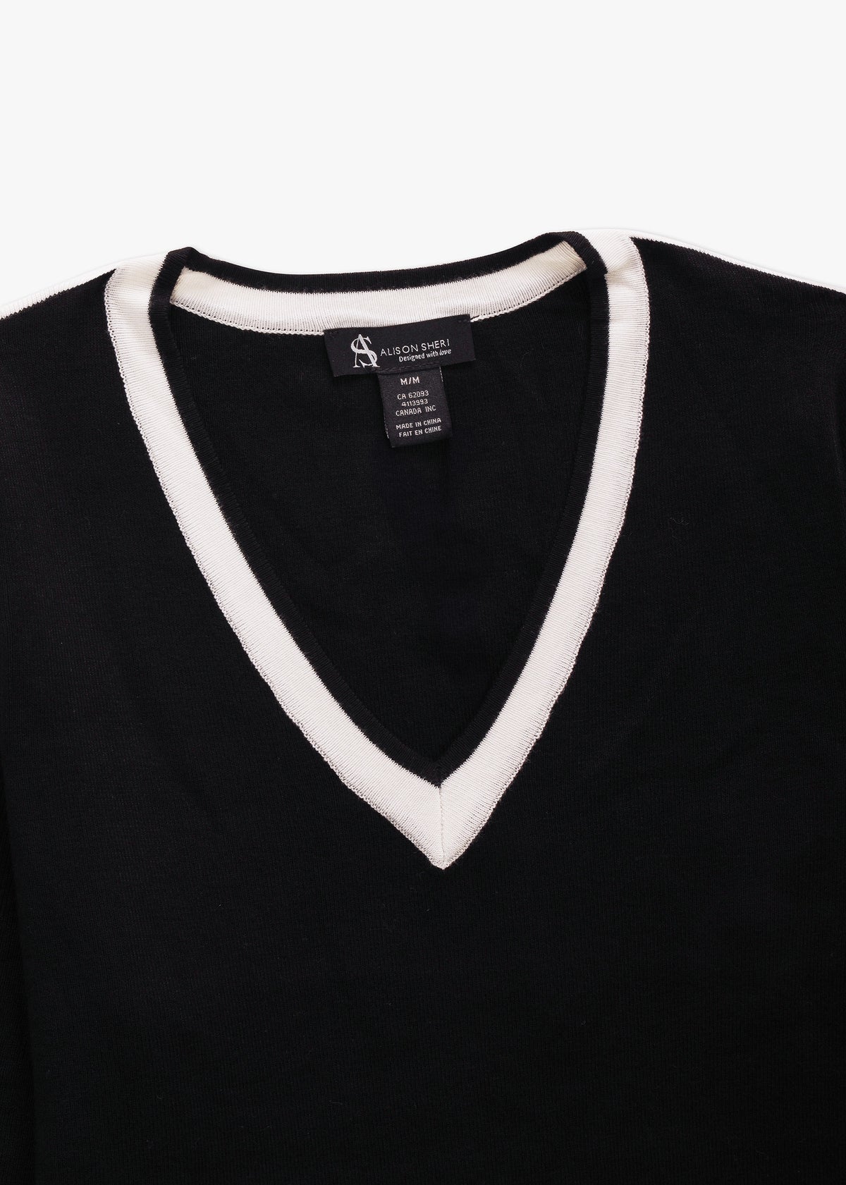 Black & White V Neck Sweater