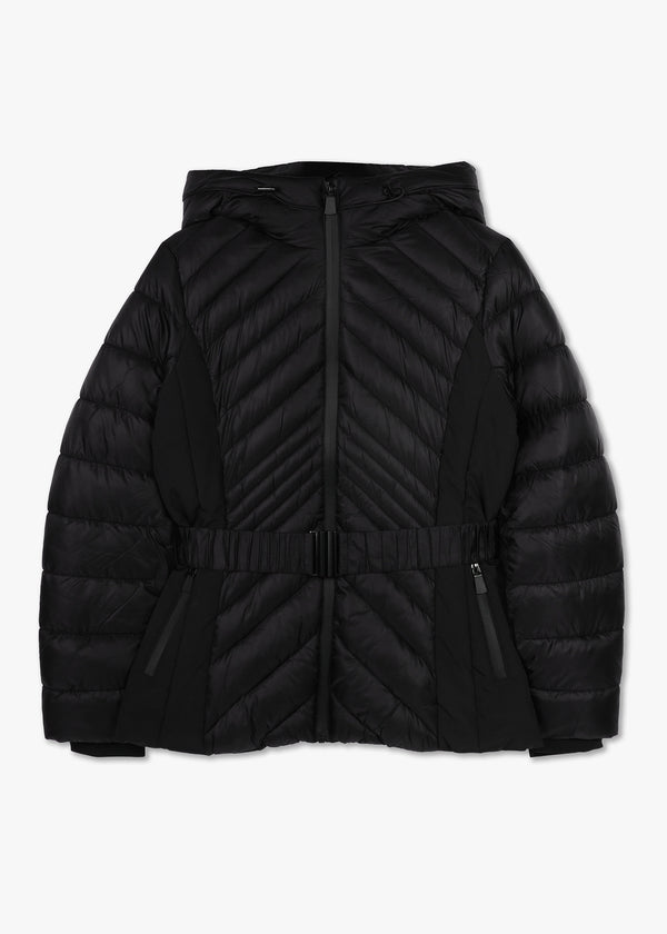 Quilted Black Belted Puffer Jacket