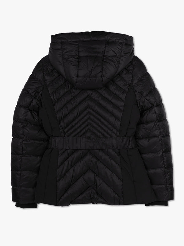 Quilted Black Belted Puffer Jacket