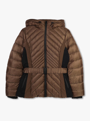 Quilted Bronze Belted Puffer Jacket