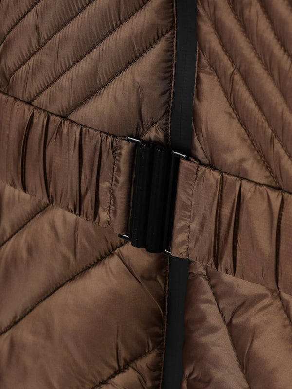 Quilted Bronze Belted Puffer Jacket