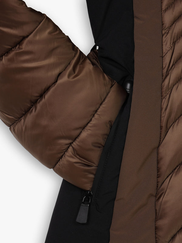 Quilted Bronze Belted Puffer Jacket