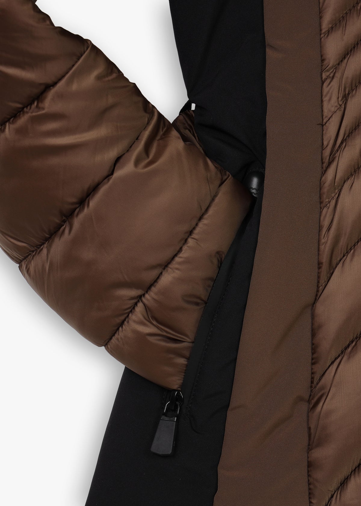 Quilted Bronze Belted Puffer Jacket