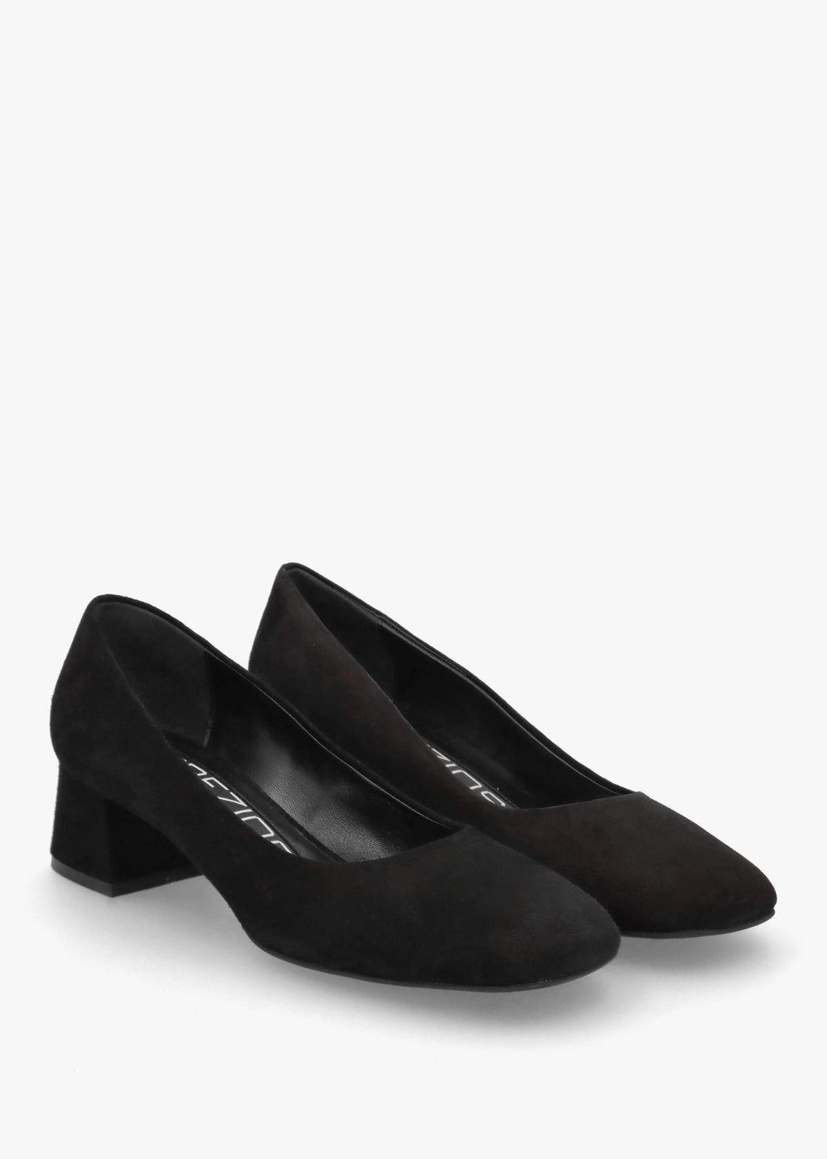 Ballata Black Suede Block Heel Court Shoes