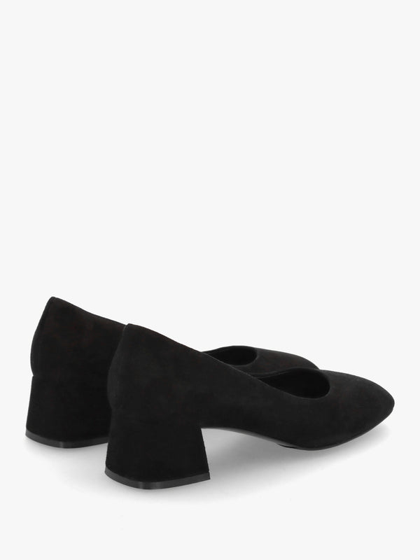 Ballata Black Suede Block Heel Court Shoes