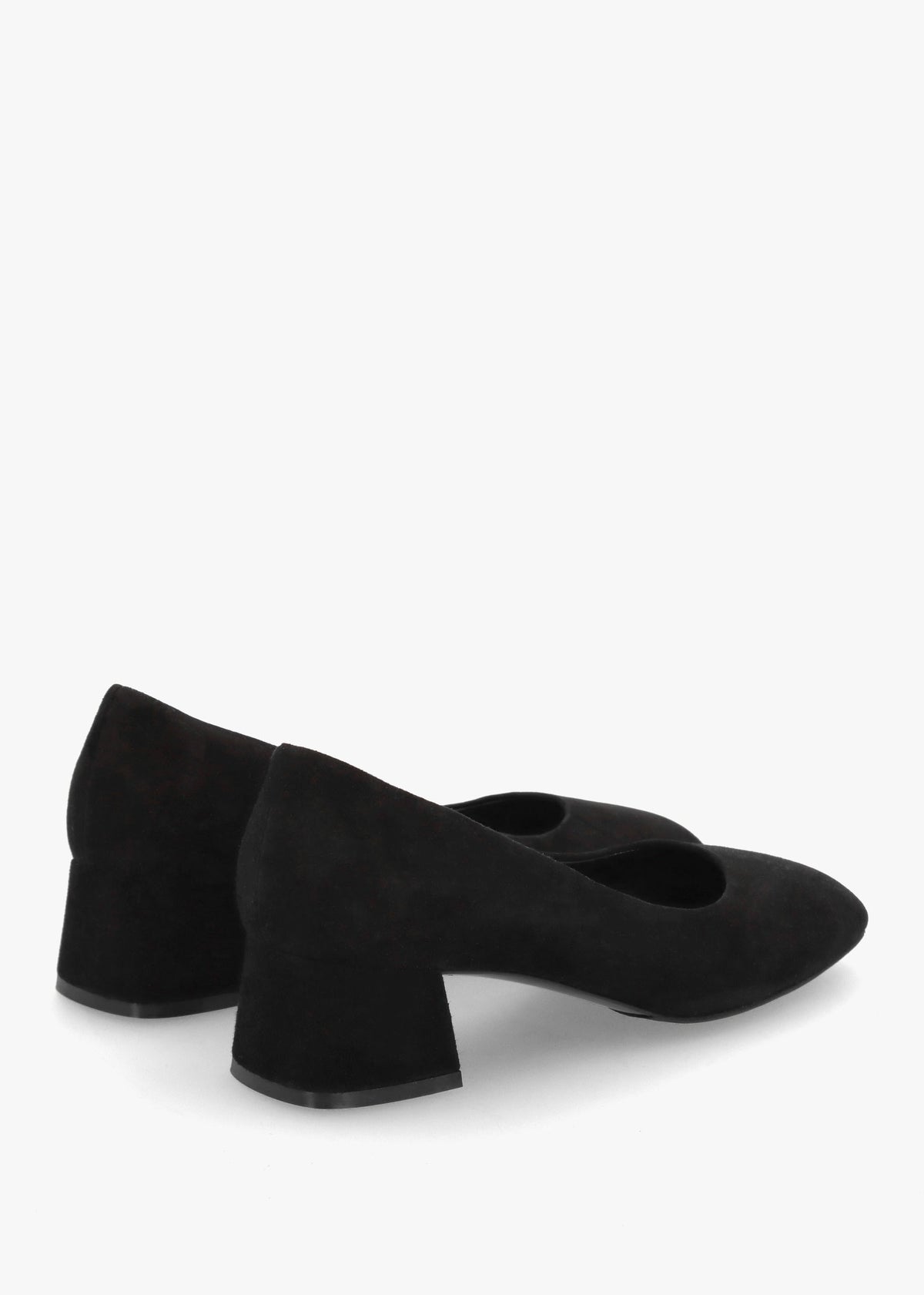Ballata Black Suede Block Heel Court Shoes