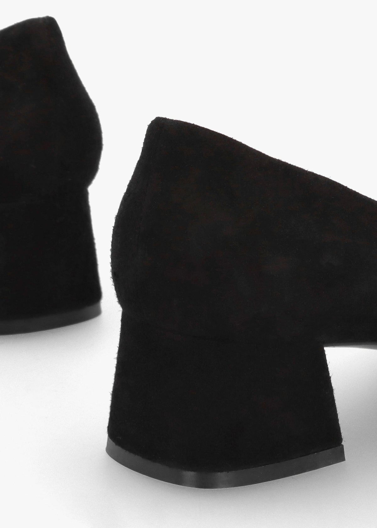 Ballata Black Suede Block Heel Court Shoes