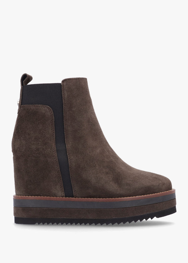 Azure Brown Suede Wedge Chelsea Boots