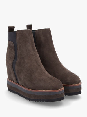 Azure Brown Suede Wedge Chelsea Boots