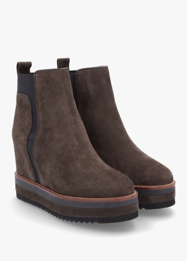 Azure Brown Suede Wedge Chelsea Boots
