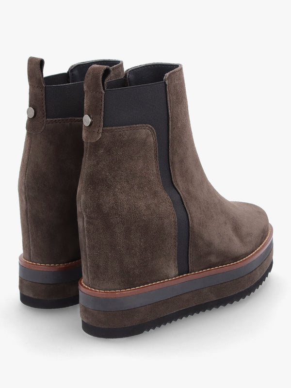 Azure Brown Suede Wedge Chelsea Boots