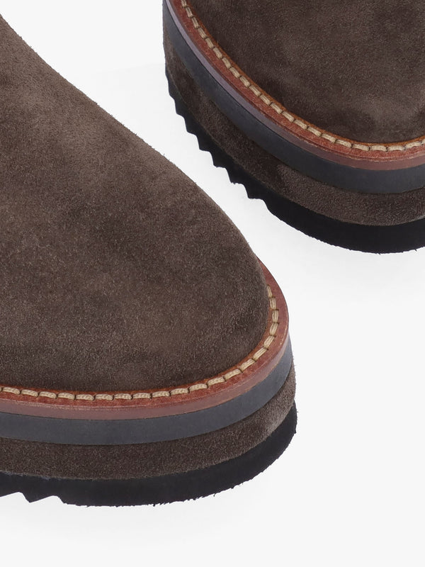 Azure Brown Suede Wedge Chelsea Boots
