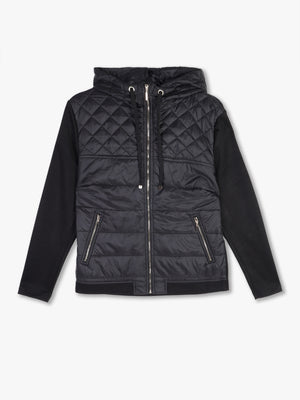 Quilted Black Lightweight Hoody
