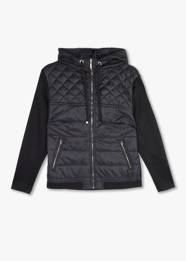 Quilted Black Lightweight Hoody