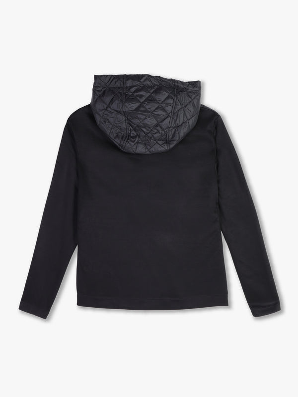 Quilted Black Lightweight Hoody