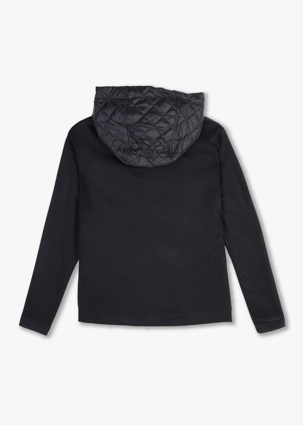 Quilted Black Lightweight Hoody