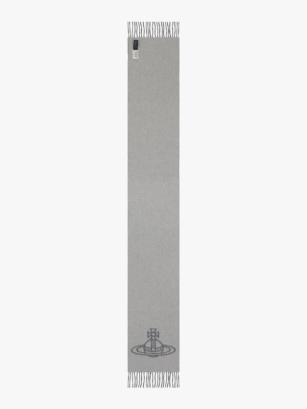 Unisex Double Logo Black Wool Scarf