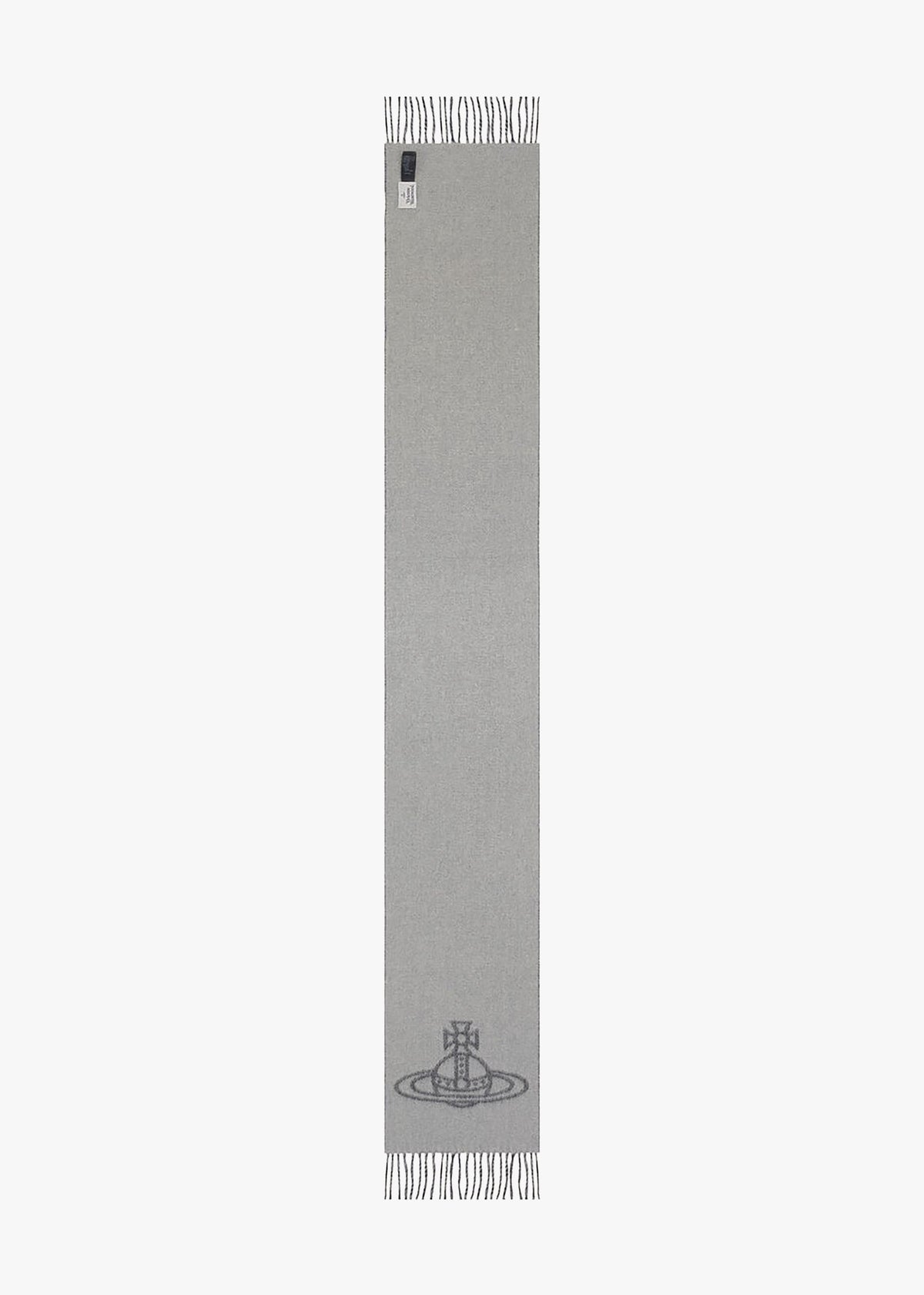 Unisex Double Logo Black Wool Scarf