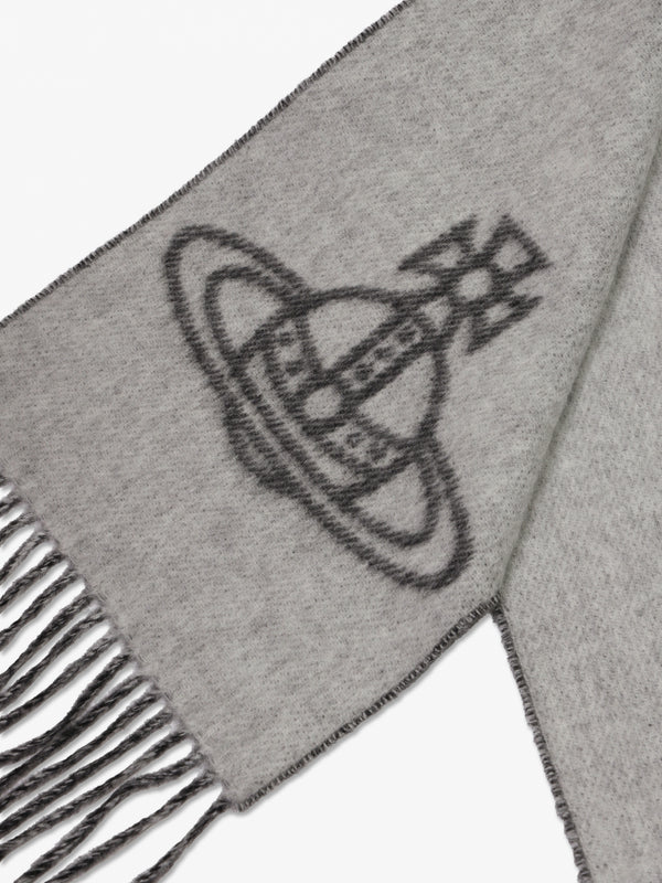 Unisex Double Logo Black Wool Scarf
